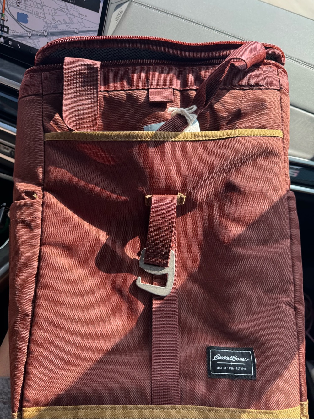 Eddie Bauer Bygone Rust Canvas Backpack Cooler with Tan Trim 20 Liter Capacity